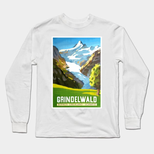 Grindelwald, Switzerland - Vintage Travel Poster Design Long Sleeve T-Shirt by Naves